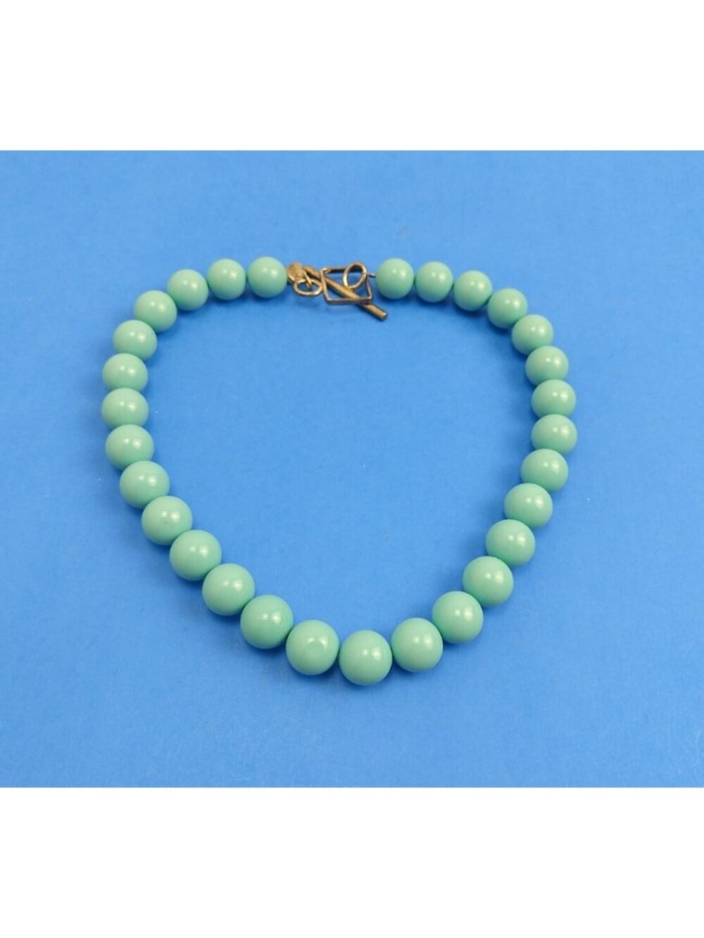 Kalibre Natural Teal Blue Stone Beaded Necklace Sterling Silver Toggle Clasp